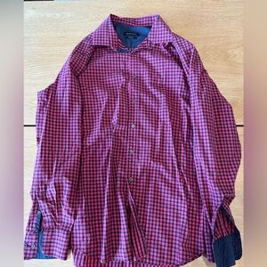 Men's Bugatchi Red Checkered Shirt